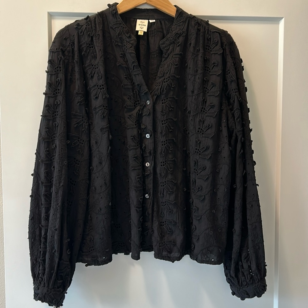 Black embroidery blouse from Anthropologie size 8
